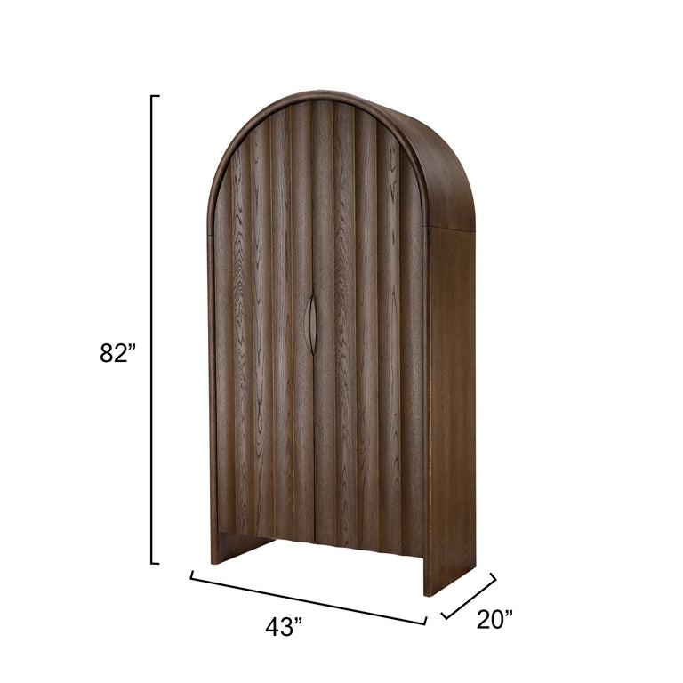 FLUTED ARCHED CABINET, SUGAR OAK