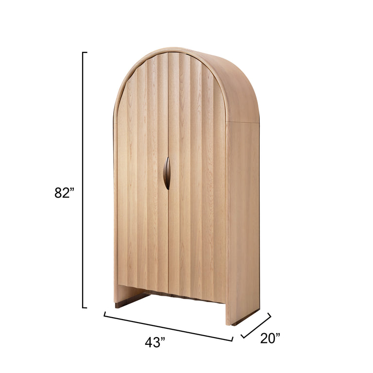 FLUTED ARCHED CABINET, PALE OAK