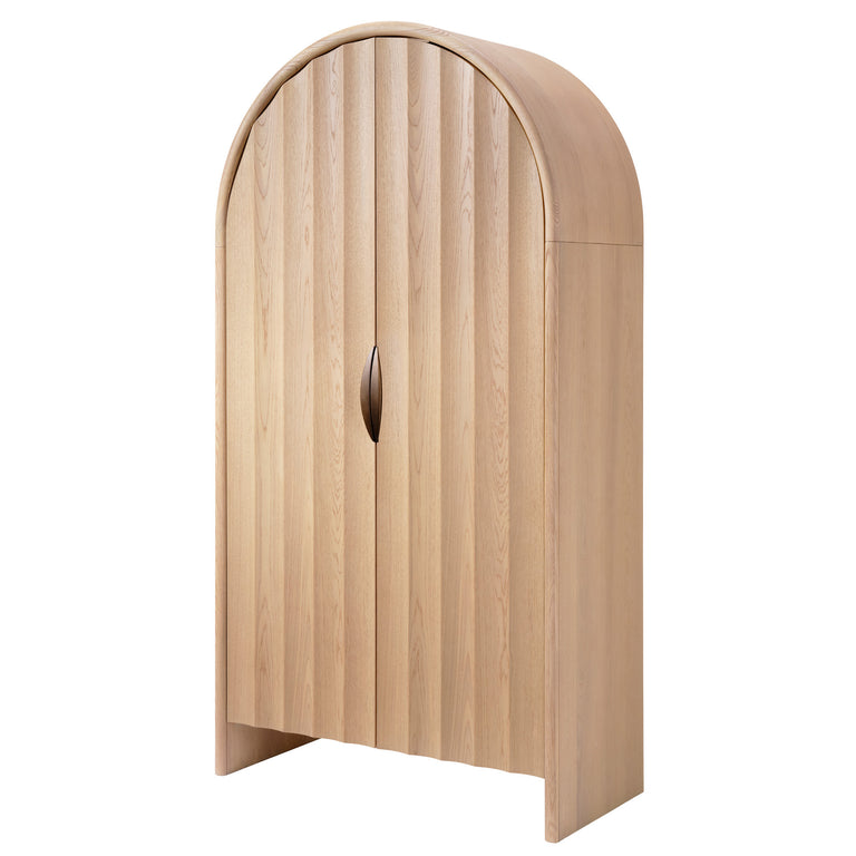 FLUTED ARCHED CABINET, PALE OAK