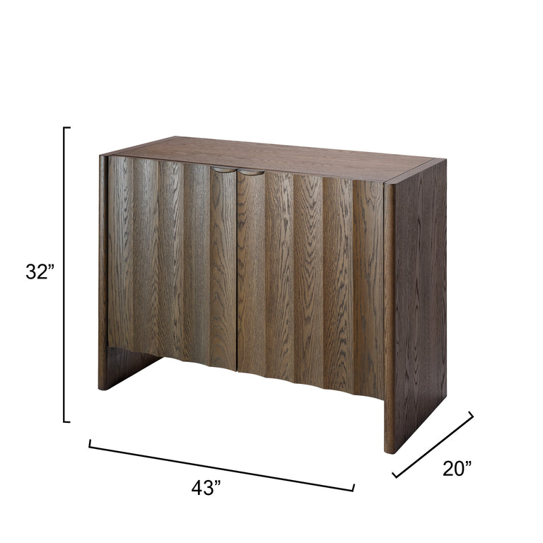 FLUTED TWO DOOR CABINET, SUGAR OAK