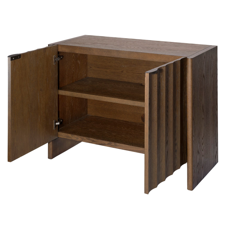 FLUTED TWO DOOR CABINET, SUGAR OAK