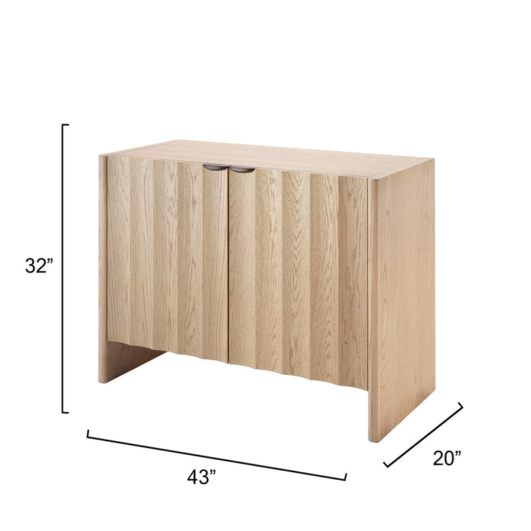 FLUTED TWO DOOR CABINET, PALE OAK