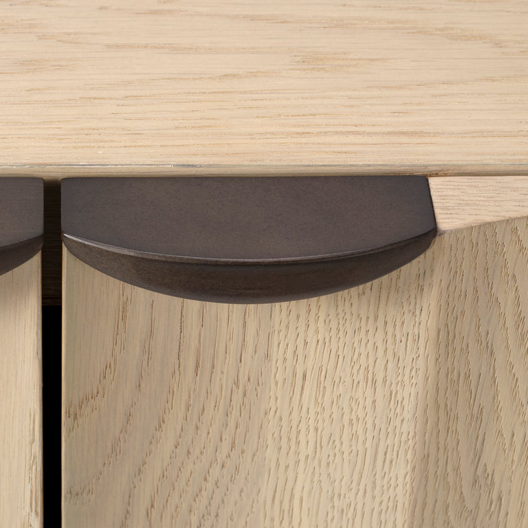 FLUTED TWO DOOR CABINET, PALE OAK