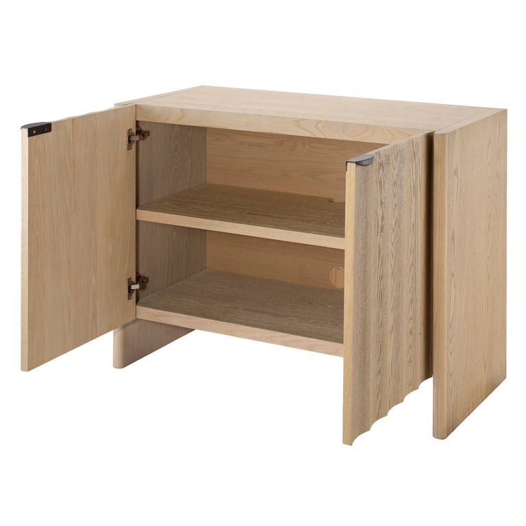 FLUTED TWO DOOR CABINET, PALE OAK