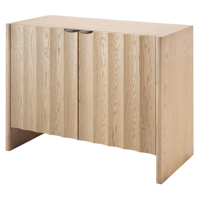 FLUTED TWO DOOR CABINET, PALE OAK