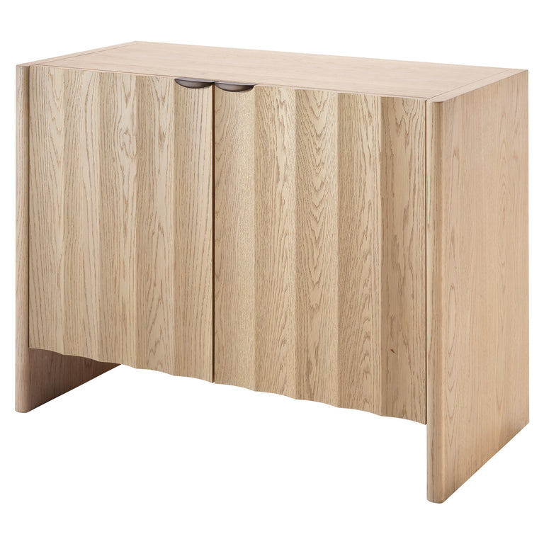 FLUTED TWO DOOR CABINET, PALE OAK