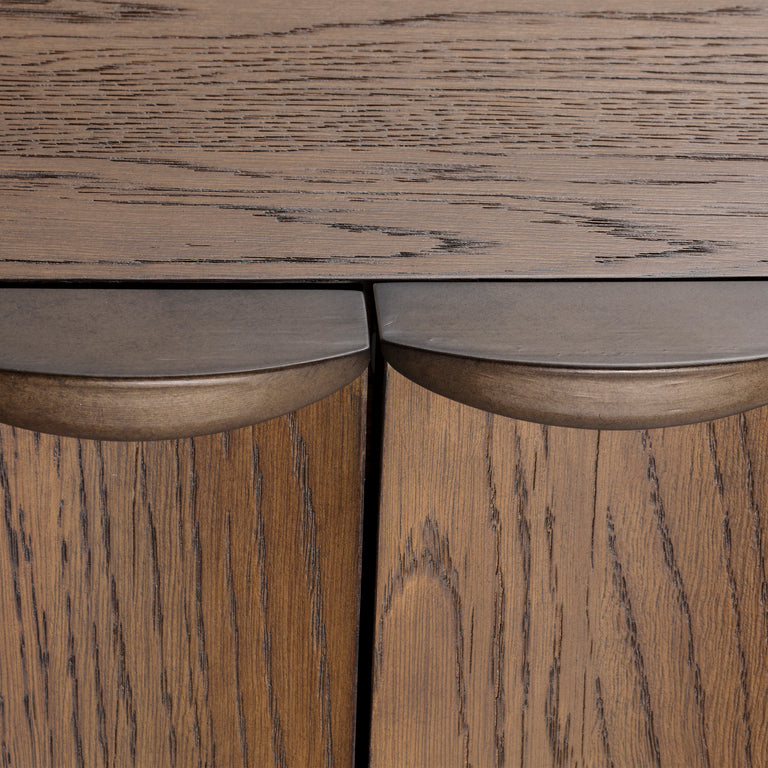 FLUTED FOUR DOOR CREDENZA, SUGAR OAK