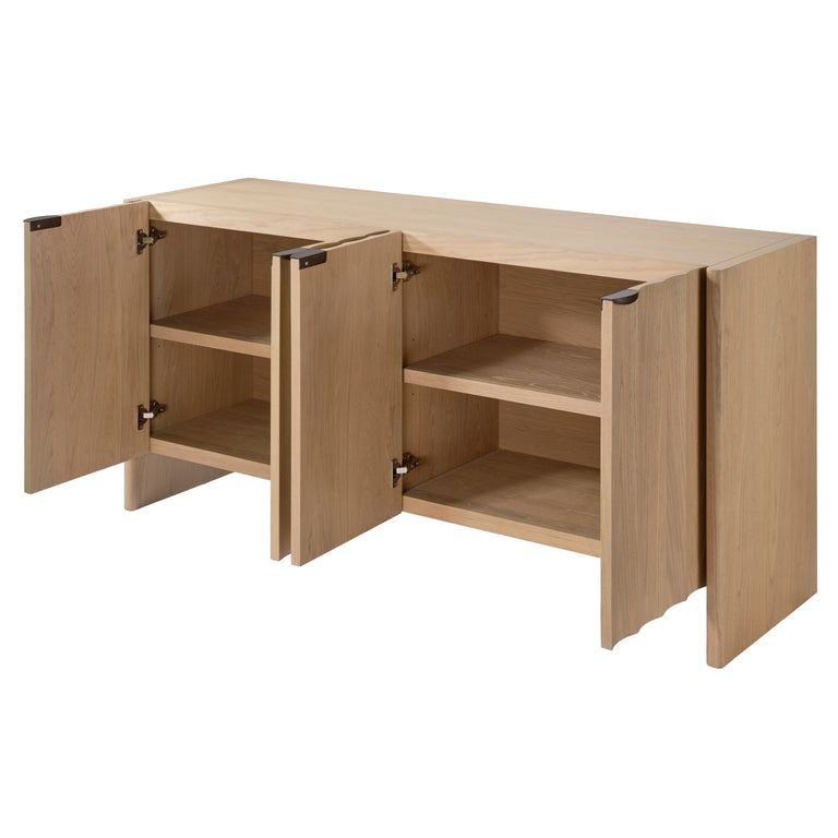 FLUTED FOUR DOOR CREDENZA, PALE OAK