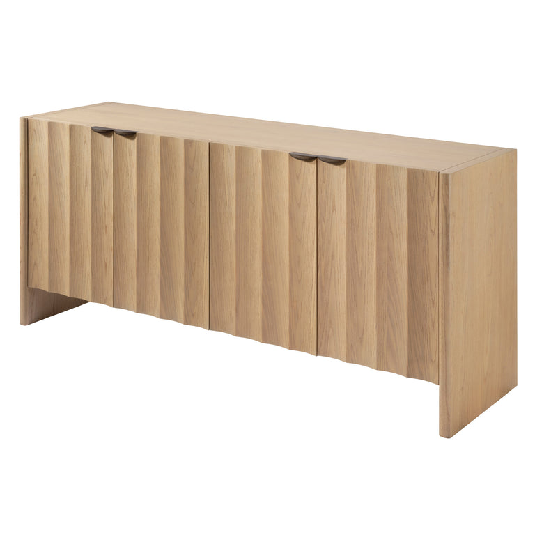 FLUTED FOUR DOOR CREDENZA, PALE OAK