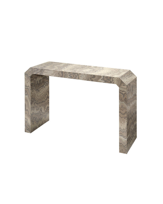 GROUNDED CONSOLE TABLE, SAND VENEER