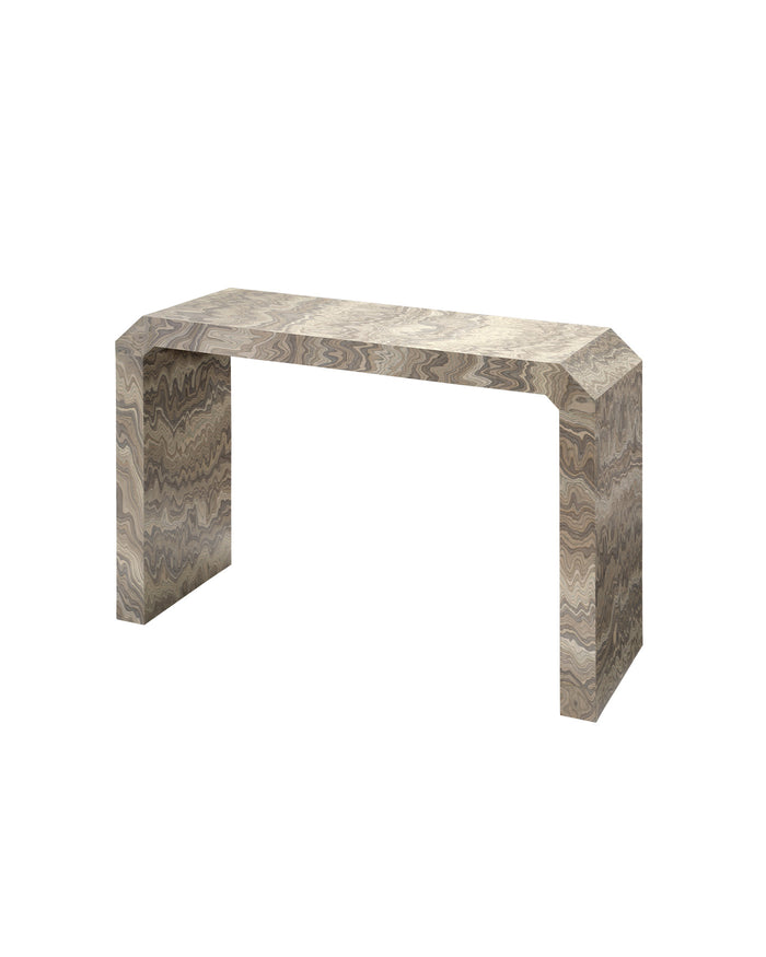 GROUNDED CONSOLE TABLE, SAND VENEER