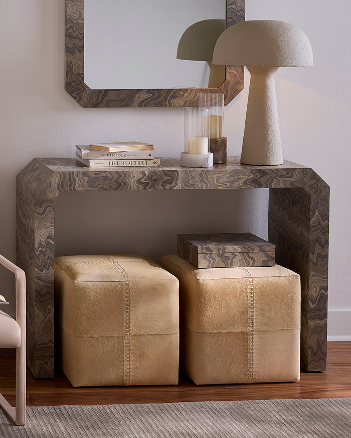 GROUNDED CONSOLE TABLE, SAND VENEER