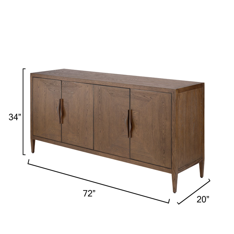 FOUR DOOR CREDENZA, SUGAR OAK