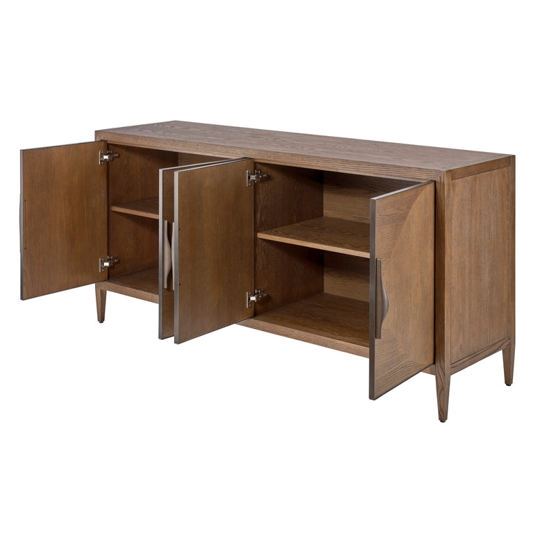 FOUR DOOR CREDENZA, SUGAR OAK