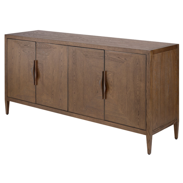 FOUR DOOR CREDENZA, SUGAR OAK