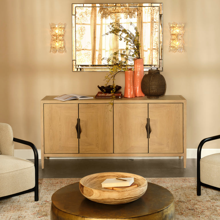 FOUR DOOR CREDENZA, PALE OAK
