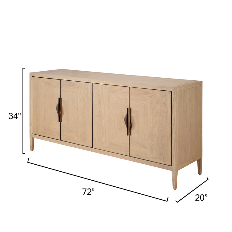 FOUR DOOR CREDENZA, PALE OAK