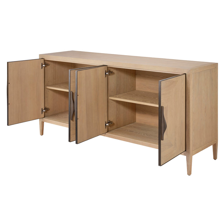 FOUR DOOR CREDENZA, PALE OAK