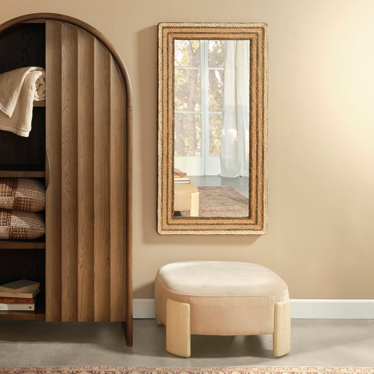OTTOMAN, EARL VELVET AND PALE OAK