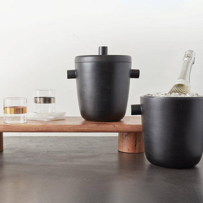 BLACK WOOD ICE BUCKET | ENTERTAINING