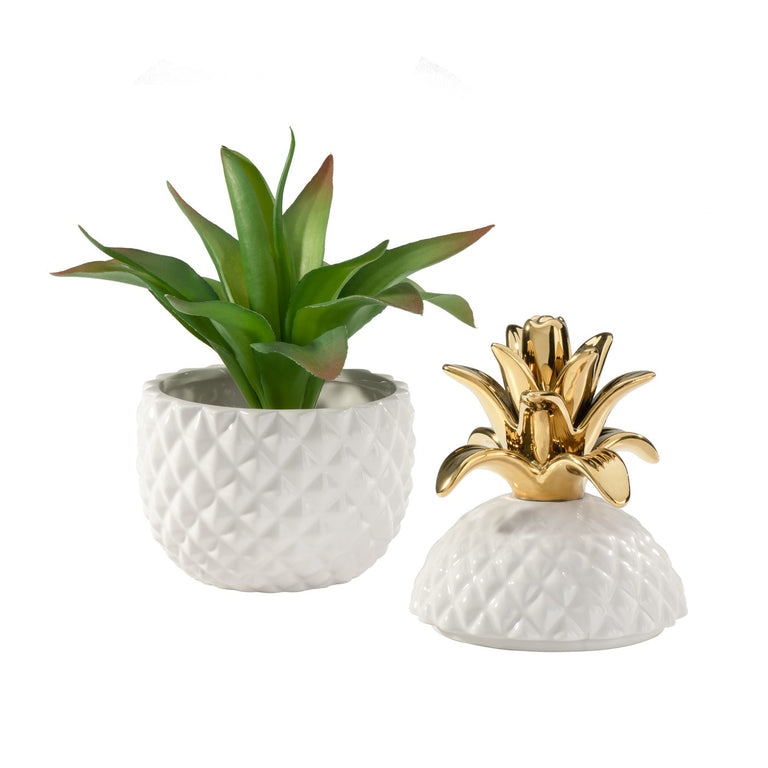 PINEAPPLE GOLD CROWN CERAMIC CANISTER | OBJECTS