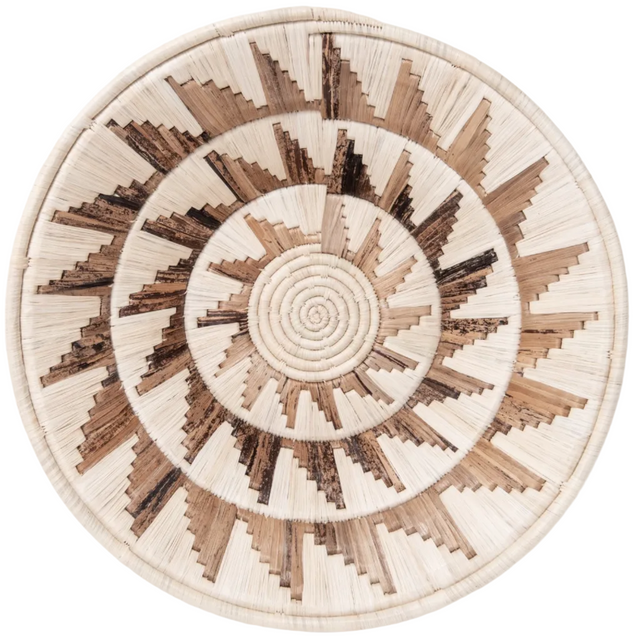 Large Mayan Sun Double Weave Basket ~ Banana Fiber