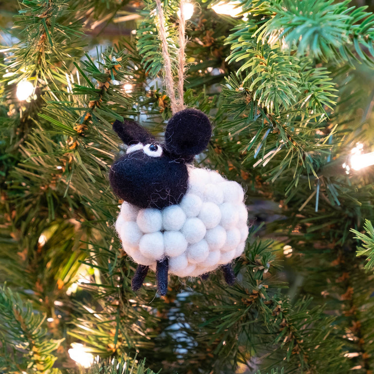 WHITE BALL SHEEP ORNAMENT | HOLIDAY