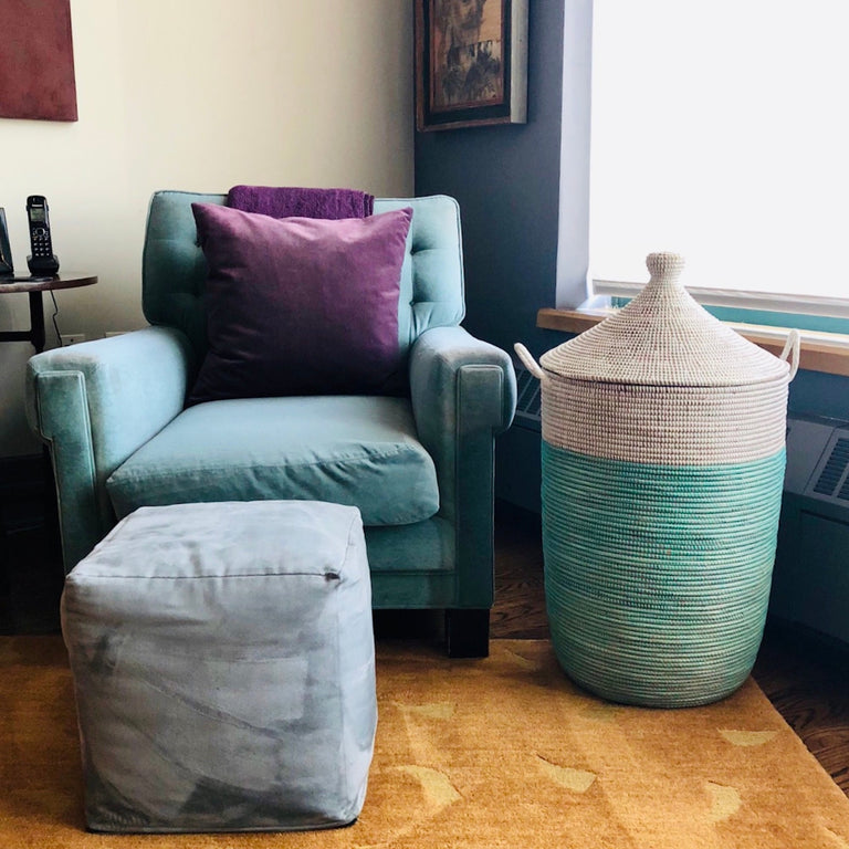 Large Two-Tone Basket - Turquoise + White | BASKETS