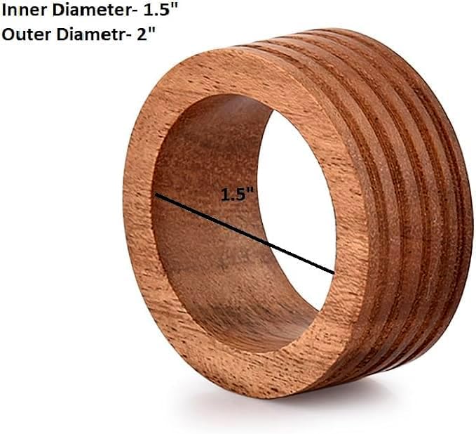 ACACIA WOOD ROUND RIBBED NAPKIN RINGS