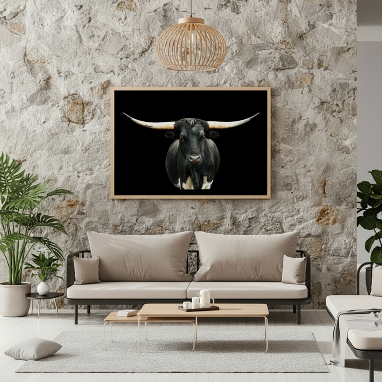 Black and White Longhorn by Adam Mowery