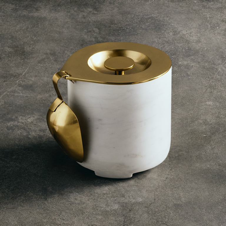 COVA MARBLE ICE BUCKET WITH BRASS TOP AND SCOOP | ENTERTAINING | COCKTAILS
