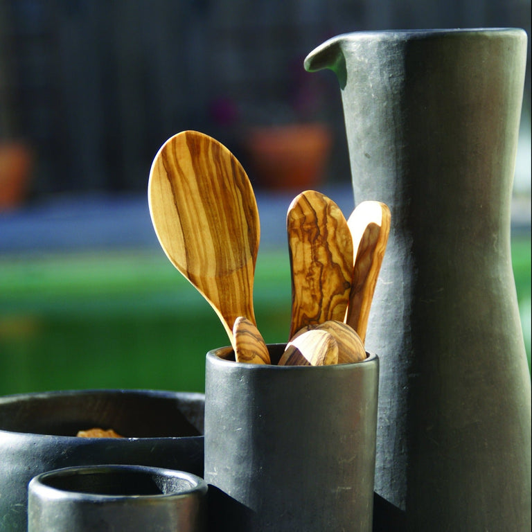 OLIVE WOOD SPOONS, LARGE SET OF 4 | SERVING UTENSILS