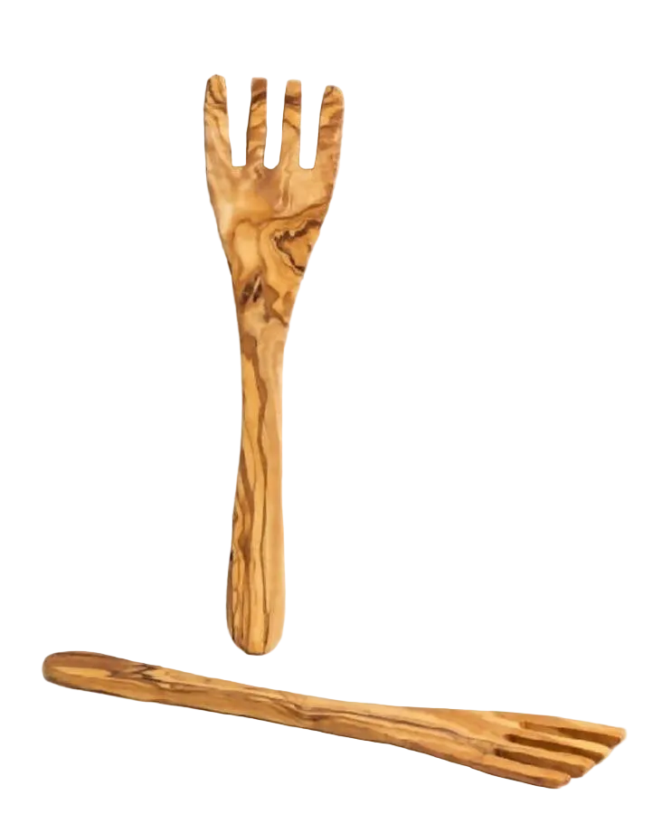 Olive Wood Serving Spatula Forks - Pair