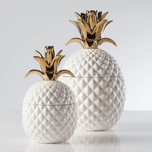 PINEAPPLE GOLD CROWN CERAMIC CANISTER