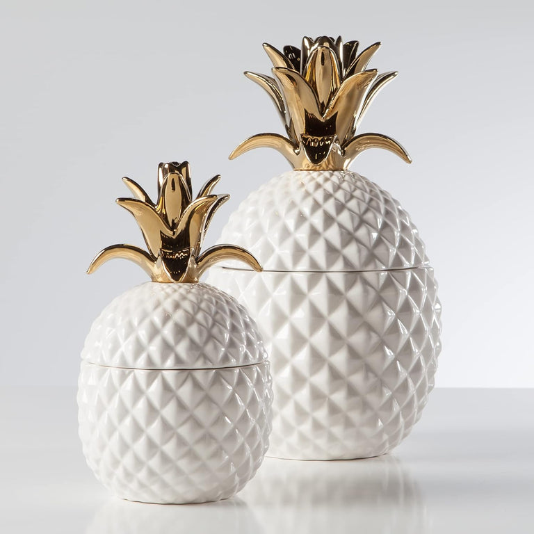 PINEAPPLE GOLD CROWN CERAMIC CANISTER | OBJECTS