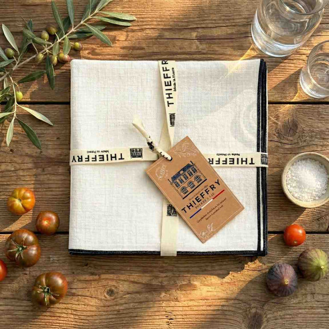 THIEFFRY CONTRAST TRIM NAPKIN, WHITE | TABLETOP : TEXTILES : TABLE LINENS