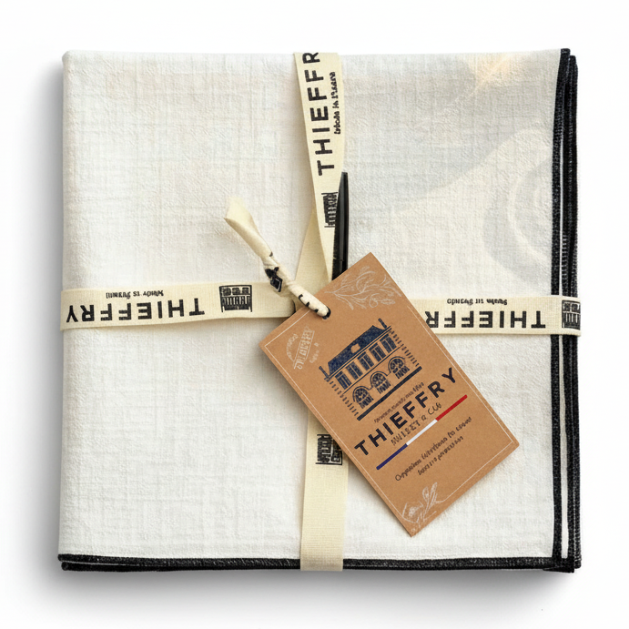 THIEFFRY CONTRAST TRIM NAPKIN, WHITE | TABLETOP : TEXTILES : TABLE LINENS