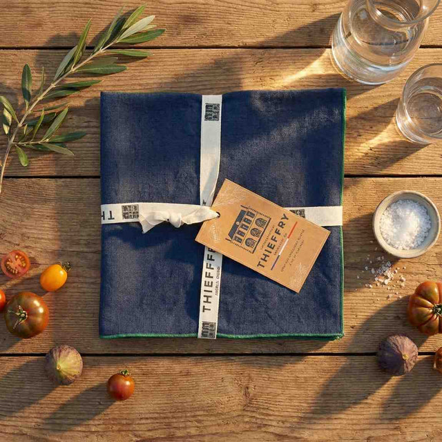 THIEFFRY CONTRAST TRIM NAPKIN, INDIGO | TABLETOP : TEXTILES : TABLE LINENS
