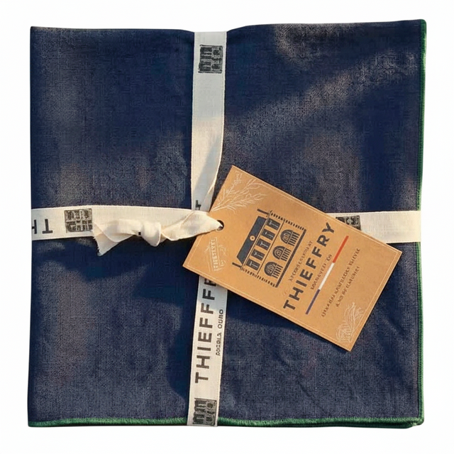 THIEFFRY CONTRAST TRIM NAPKIN, INDIGO | TABLETOP : TEXTILES : TABLE LINENS