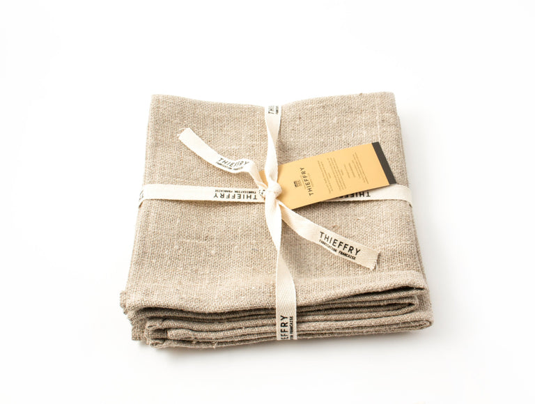 THIEFFRY BELGIAN LINEN NAPKINS, RAW NATURAL, SET OF 4 | 