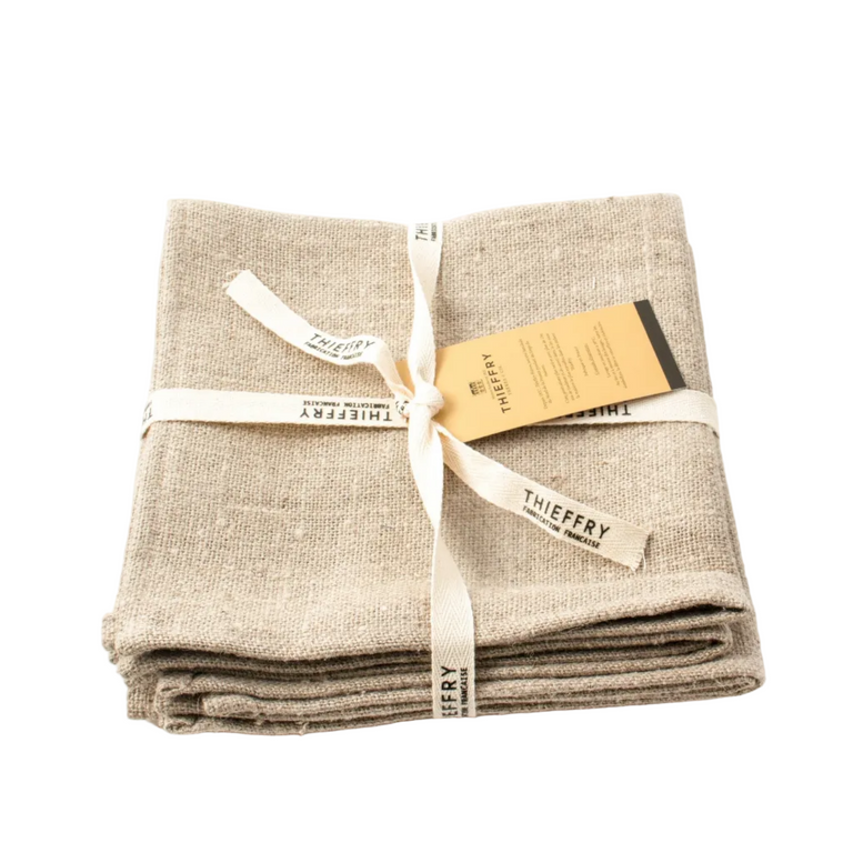 THIEFFRY BELGIAN LINEN NAPKINS, RAW NATURAL, SET OF 4 | 