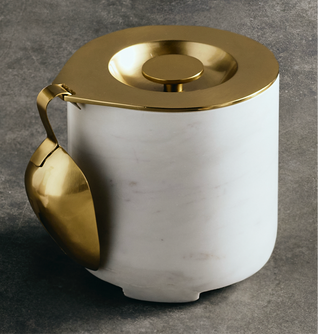 COVA MARBLE ICE BUCKET WITH BRASS TOP AND SCOOP | ENTERTAINING | COCKTAILS