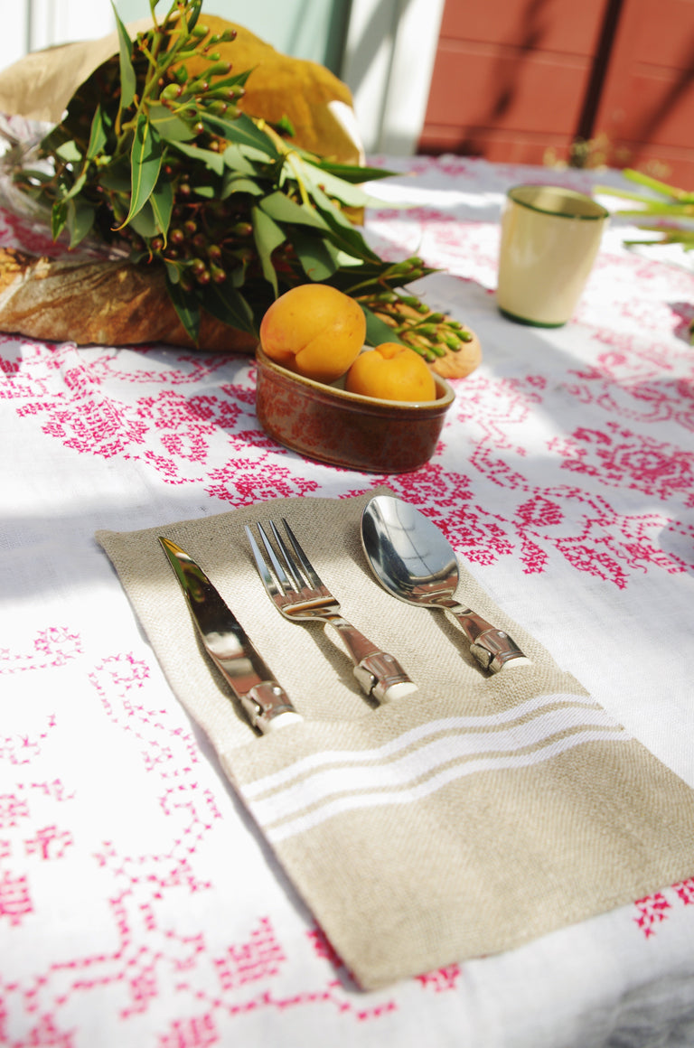 THIEFFRY BELGIAN LINEN UTENSIL HOLDER, WHITE | 