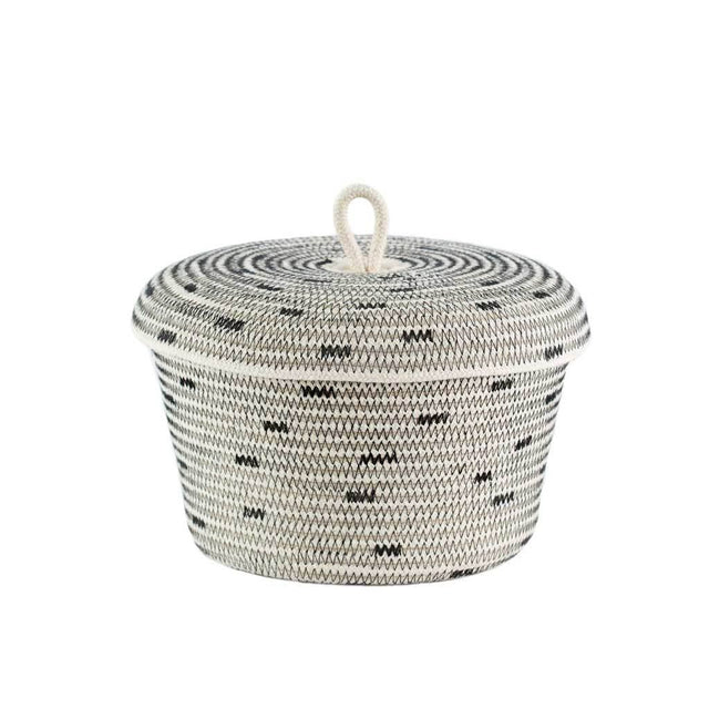 Lidded Basket - Stitched Black