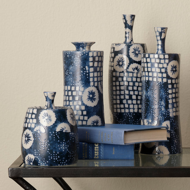 BLOCK PRINT VASES (SET OF 4)