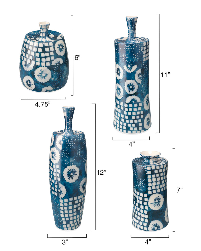 BLOCK PRINT VASES (SET OF 4)