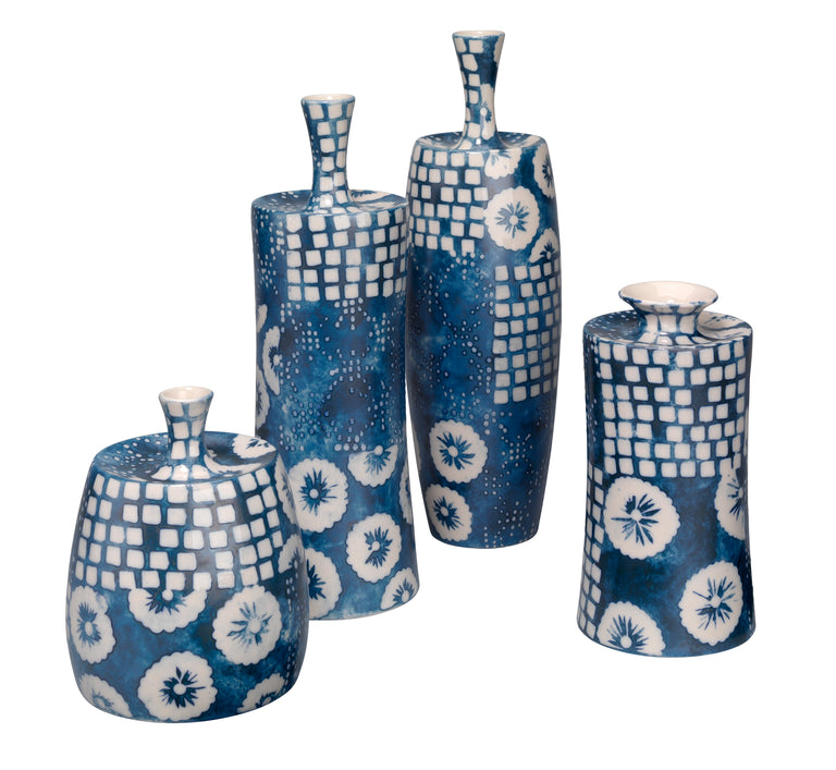 BLOCK PRINT VASES (SET OF 4)