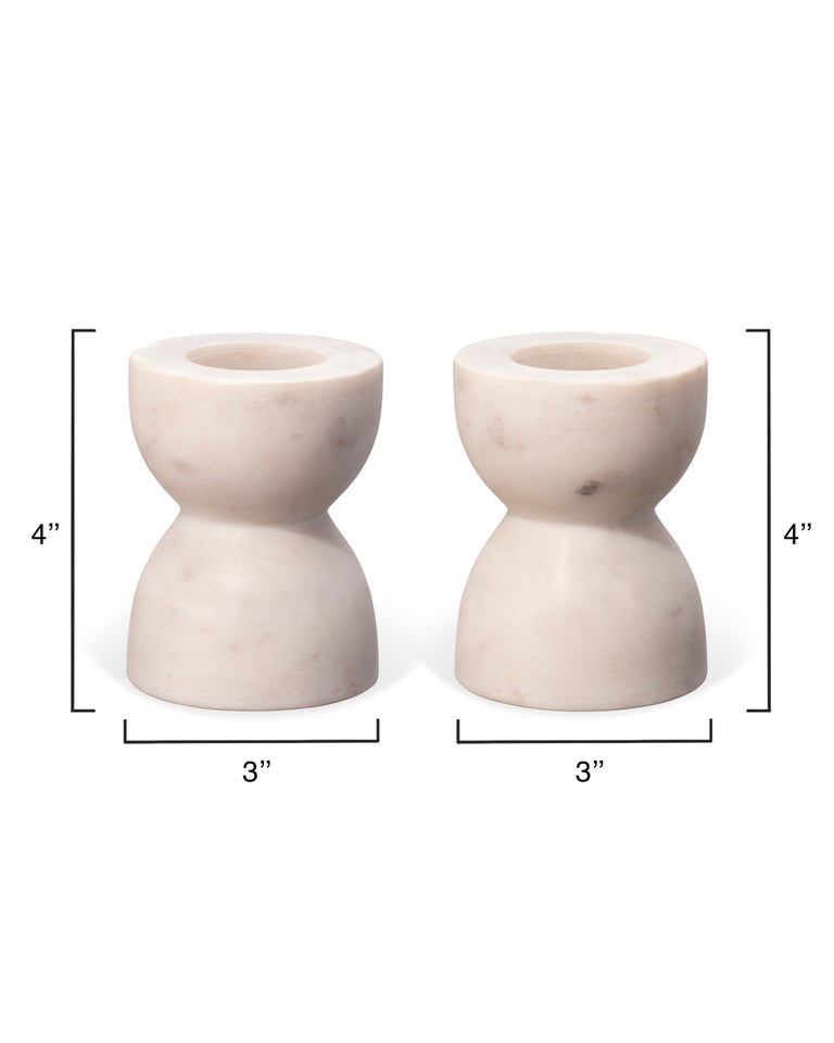 PETIT MARBLE CANDLESTICKS SET OF 2