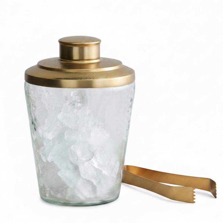 Pebbled Ice Bucket / Tongs Set