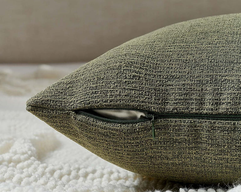 MOSS GREEN CHENILLE DECORATIVE LUMBAR THROW PILLOW